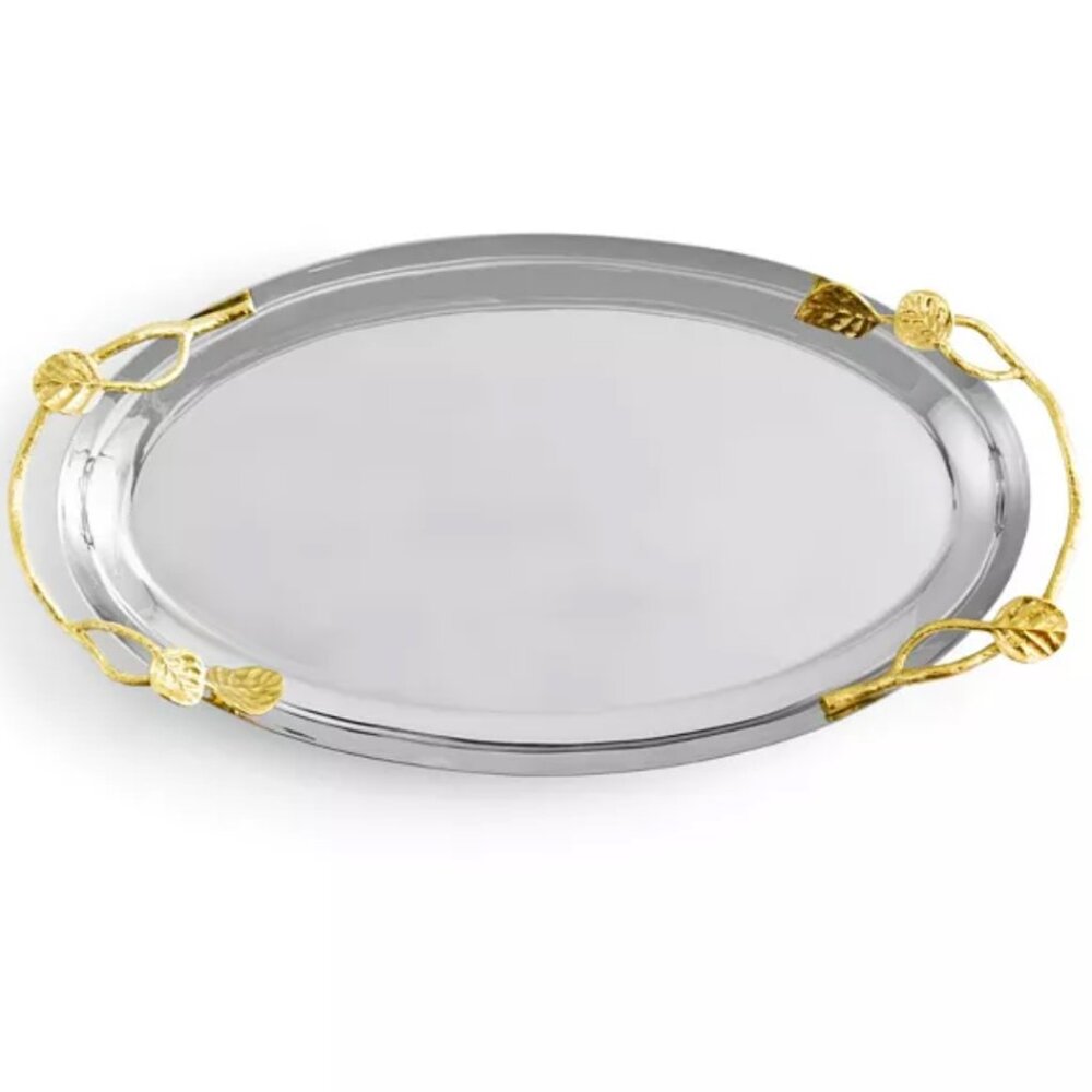 Beautiful Michael Aram Botanical Leaf Gold Large Oval Tray – New With Tags